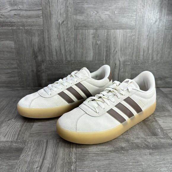 Adidas VL Court 3.0 Women's size 10 Ivory Brown Suede Casual Shoes ID9063 - Picture 3 of 8